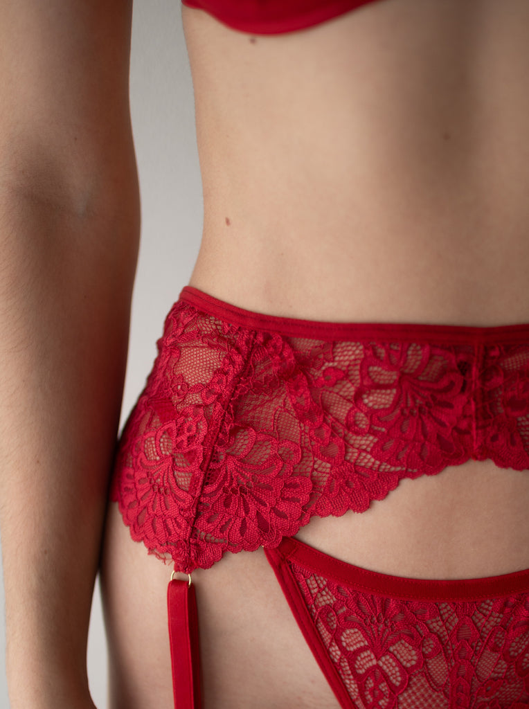 Conjunto Calcinha E Sutiã De Renda Raquel Com Cinta-liga